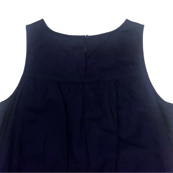 J. Crew Floral Embroidered Navy Blue Green Linen Sleeveless Short Shift Dress XS - Picture 10 of 12